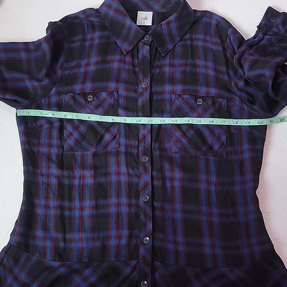 CABI Moody Plaid Button Up Flowy Peplum Tunic Shirt/M. - Picture 4 of 12